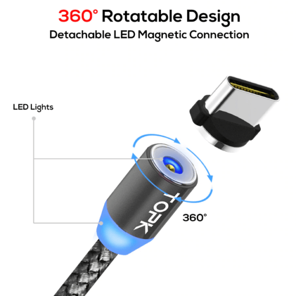 Magnetic Charging USB Cable | Type c micro USB and apple Cable - Image 2